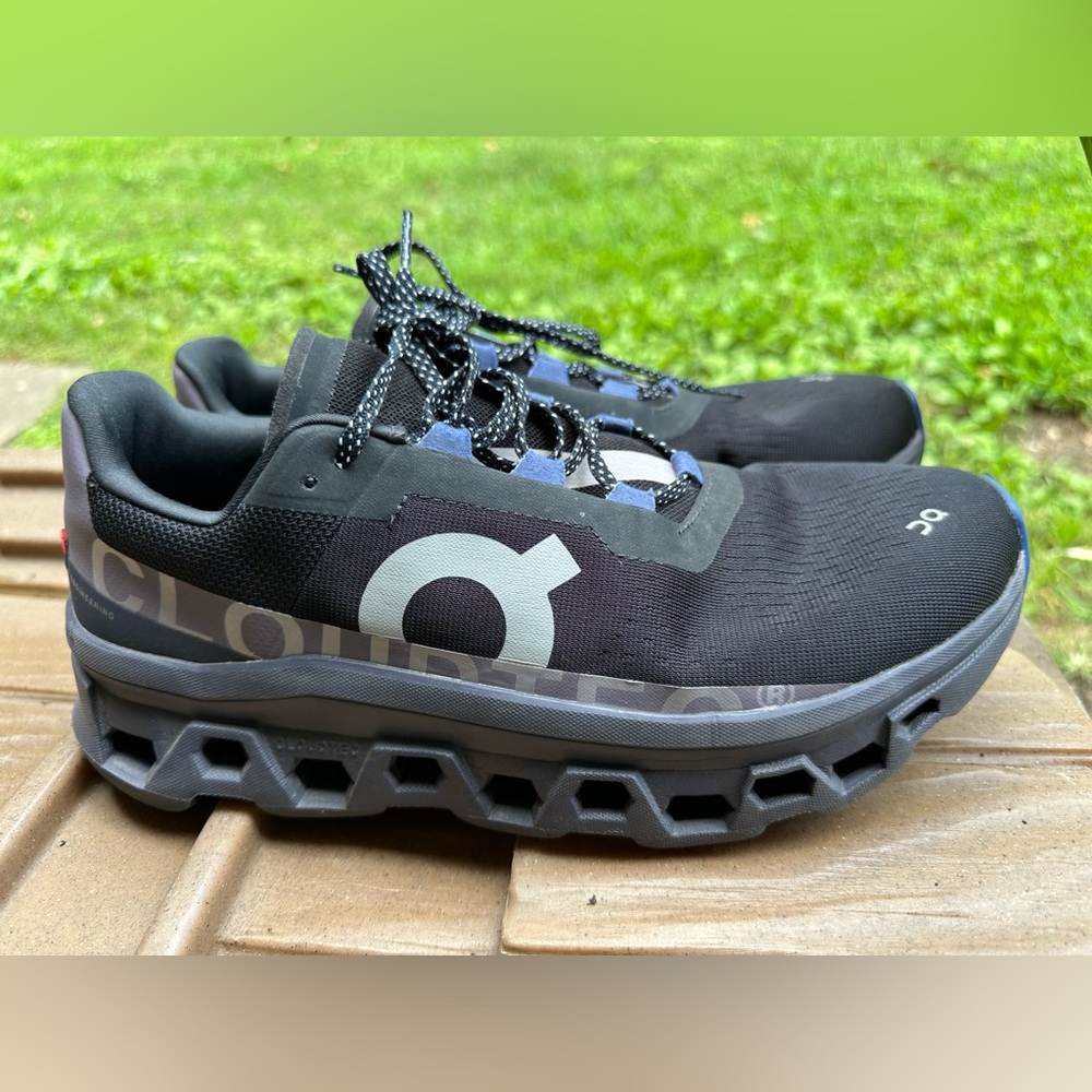 On Men's Cloudmonster Sneakers On Running Men's Black and Gray Athletic Shoes